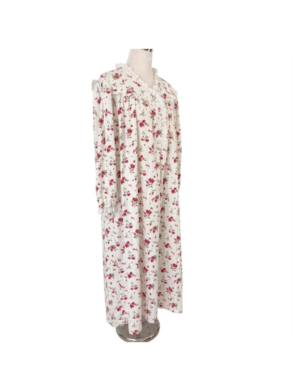Victorias Secret Country Cottons Flannel Nightgown Floral Demure Size M Vintage